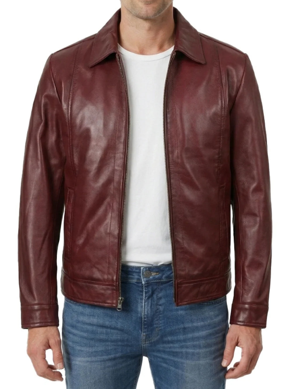 Men-Burgundy-Wax-Finish-Leather-Jacket